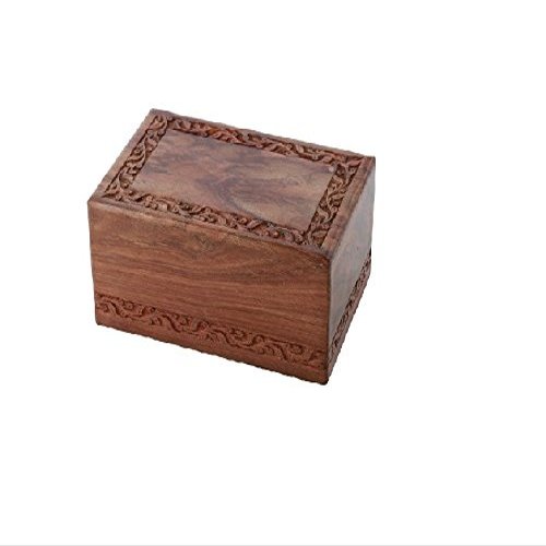Solid Rosewood Border Engraving Handcarved Cremation Urn - Small, Wooden Urn