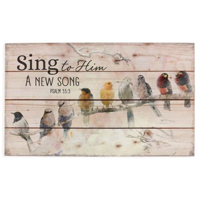 P. Graham Dunn Sing to Him a New Song Perched Birds on a Limb 24 x 14 Wood Pallet Design Wall Art Sign