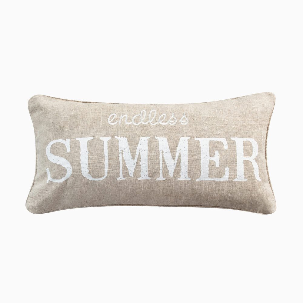 Levtex Home - Caspian Sea - Decorative Pillow (12 x 24in.) - Endless Summer - Beige and White