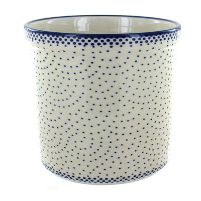 Blue Rose Polish Pottery - Blue Small Dots Utensil Jar - 6" Tall - Perfect Countertop Storage for Spoons, Spatulas & Everyday Cooking Tools