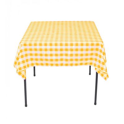 BROWARD LINENS Small Tablecloth Square Checkered 36 Inch Yellow