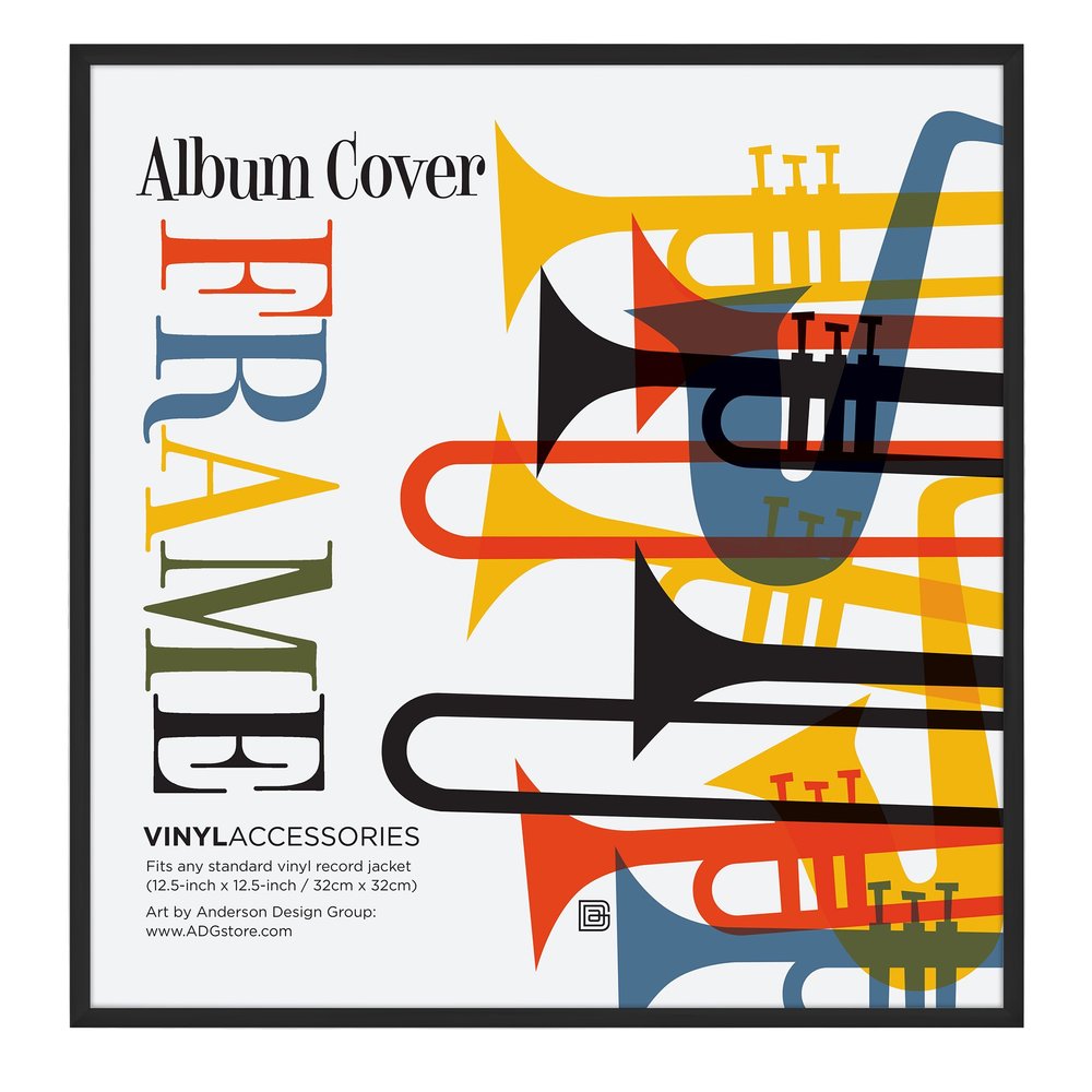 Americanflat 12.5x12.5 Album Frame with Polished Plexiglass - Record Album Frame for Vinyl LP Covers or Vinyl Records - Brooklyn Portrait Collection - Aluminum Record Frames for Wall Display - Black