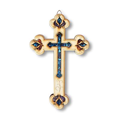 My Daily Styles Wooden Christian Cross with Simulated Gemstones Home or Business Wall Plaque Decor