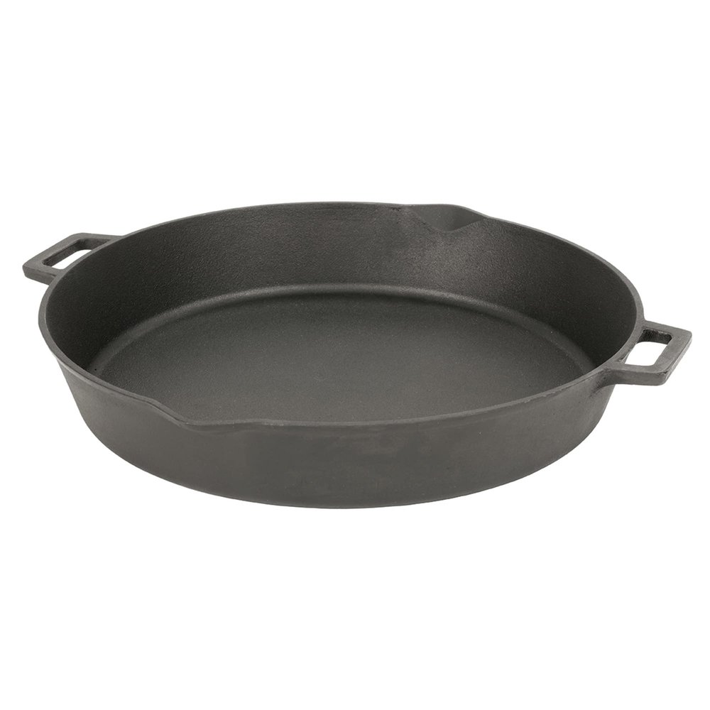 Bayou Classic 7439 16-in Cast Iron Double-Handled Skillet w/Pour Spouts Features Large Loop Handles Perfect For Breakfast Roast Pan Frying Sauting and Baking