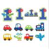 All Aboard Boy 1st Birthday Value Decoration Pack Cutouts, Large, 12 Pieces, Made from Paper, Blue & Green, 7", 9", 11" by Amscan view 1
