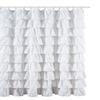 Ruffled White Fabric Shower Curtain view 1