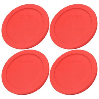 Pyrex 7200-PC 2-Cup Red Food Storage Replacement Lid (4-Pack) - Made in USA