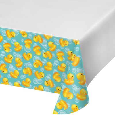 Creative Converting Rubber Duck Rectangular Plastic Tablecover, Multicolor