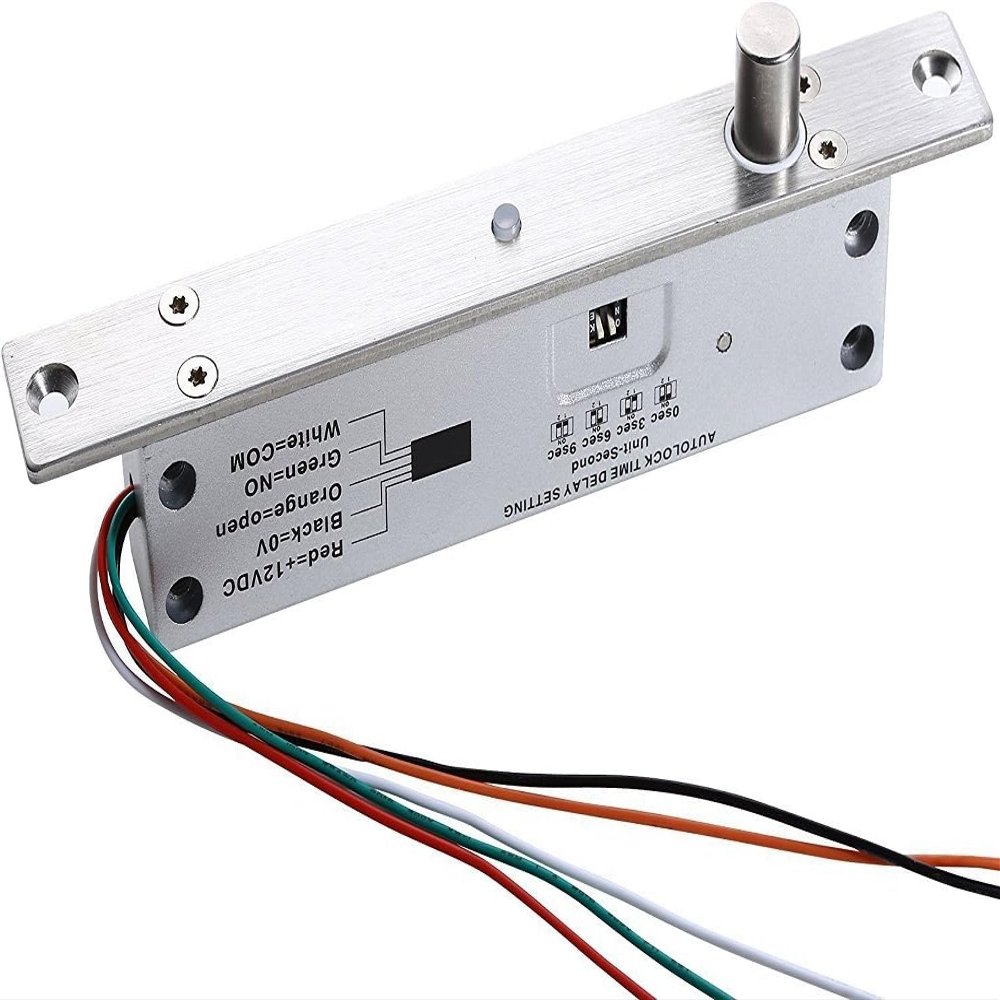 UHPPOTE Fail Secure DC12V Deadbolt Electric Drop Bolt Plug Narrow Door Lock Time Open Wire