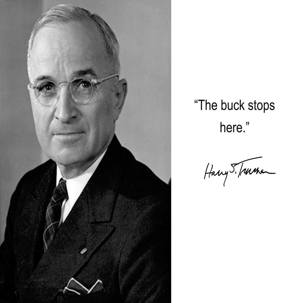 Harry Truman "The buck stops here" Quote Autograph 8x10 Photo