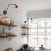 LNC Black Gold Wall Sconces, Glass Swing Arm Wall Lamp Adjustable Plug-in or Hardwire Light Fixture view 3