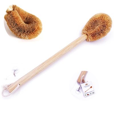 Updated Modern Version Toilet Bowl Brush, Natural Coconut Fiber Brush Head and Beechwood Handle for Bathroom Toilet - Sturdy, Deep Cleaning, Eco-Friendly, Toilet Cleaning Brush with Hanging Hook