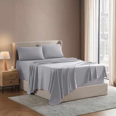 Nestl Split King Sheet Set - 1800 Ultra-Soft Microfiber Bed Sheets - Double Brushed - Deep Pockets - Easy Fit - 5 Piece Set - Bed Sheets & Pillowcases (Split King Size, Light Grey)