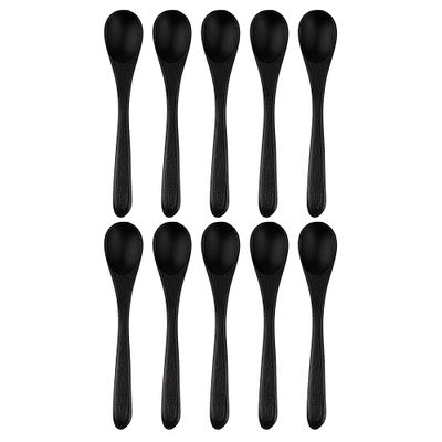 BambooMN Bamboo Serving Spoons, Mini Salt Sugar Spoon, Tiny Wooden Spoons for Spices, Black Oval 4.3", 100 Pieces
