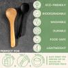 BambooMN Bamboo Serving Spoons, Mini Salt Sugar Spoon, Tiny Wooden Spoons for Spices, Black Oval 4.3", 100 Pieces view 3