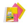 Innovative Dish Washing Net Cloths/Scourer - 100% Odor Free/Quick Dry - No More Sponges with Smell - Perfect Scrubber for Washing Dishes - 11 by 11 inches - 3PCS - Yellow/Pink/Yellow or view 2