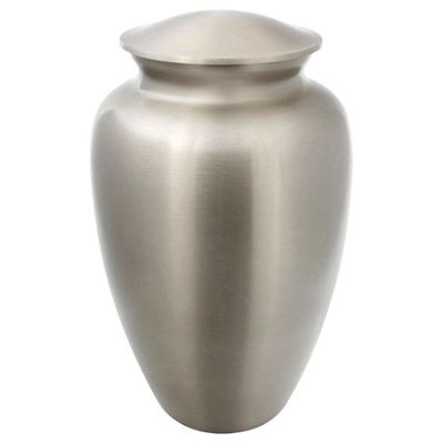 Classic Pewter Cremation Urn for Ashes, Brass, Silver Urn, Adult Sized Cremation Urn, 10.125 Inches High