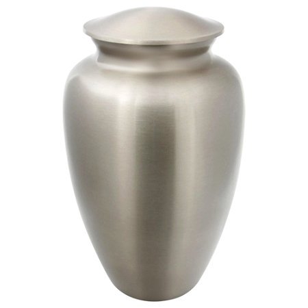 Classic Pewter Cremation Urn for Ashes, Brass, Silver Urn, Adult Sized Cremation Urn, 10.125 Inches High