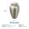 Classic Pewter Cremation Urn for Ashes, Brass, Silver Urn, Adult Sized Cremation Urn, 10.125 Inches High view 4