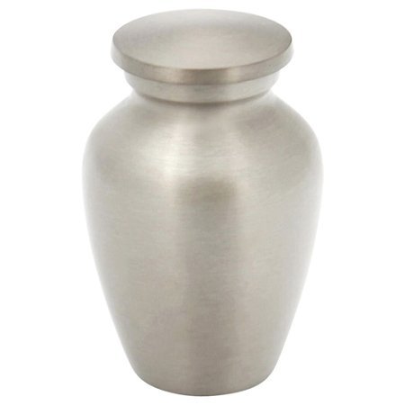 Classic Pewter Keepsake Cremation Urn for Ashes, Brass, Gray Silver Urn, Keepsake Sized Cremation Urn, 2.75 Inches High