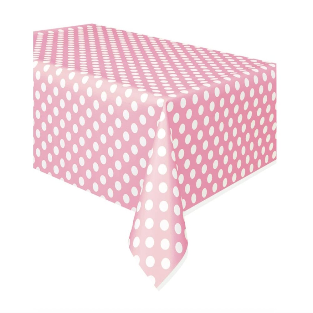 Dotted Rectangular Plastic Table Cover | 54" x 108" | Lovely Pink | 1 Pc