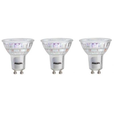 Philips LED GU10 Dimmable Spotlight Bulb - Pack of 3 - 50 Watts, Bright White - Energy Star Certified, Title 20 Compliant
