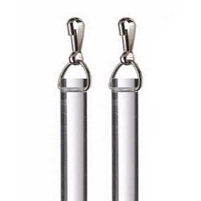 48" Heavy Duty Clear Acrylic Drapery Baton Curtain Wands 1/2" Thick with Stainless Steel Snap Hooks (2-Pack)