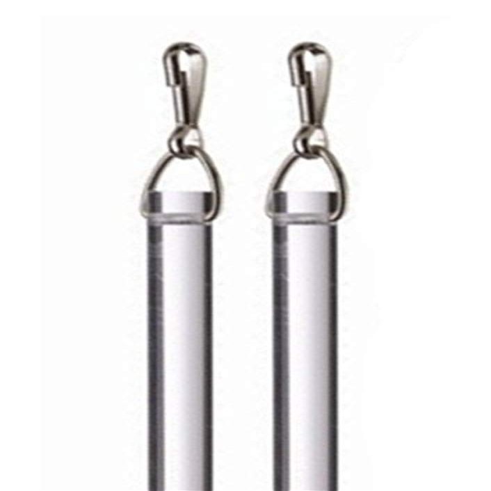 48" Heavy Duty Clear Acrylic Drapery Baton Curtain Wands 1/2" Thick with Stainless Steel Snap Hooks (2-Pack)
