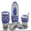 10 Pcs Fine Porcelain Blue and White Rice Pattern Bowls, Cereal Bowls, Rice Bowls with Free 10 Porcelain Spoons Jingdezhen China view 1
