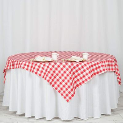 BalsaCircle 70-Inch Red Square Gingham Checkered Polyester Tablecloth Table Linens Wedding Party Events Decorations Catering