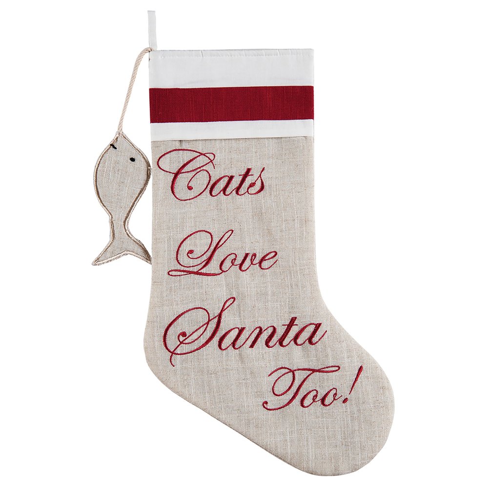 C&F Home Cats Love Santa Too! Stocking Stocking Red