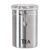 Oggi Stainless Steel Tea Canister 62 fl oz - Airtight Clamp Lid, Clear See-Thru Top - Ideal for Tea Bag, Loose Tea, Kitchen Storage, Pantry Storage. Large Size 5" x 7.5". view 1