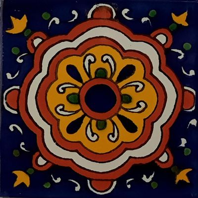 6x6 4 pcs Full Concha Flower Talavera Mexican Tile