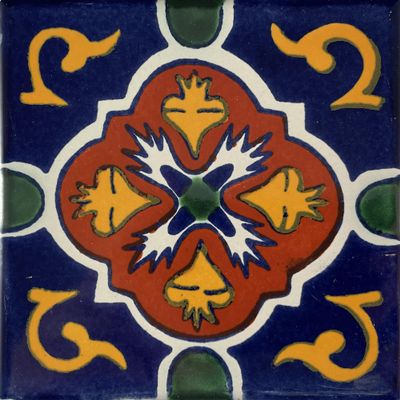 6x6 4 pcs Blue Granada Talavera Mexican Tile