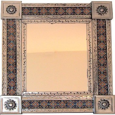 Fine Crafts Imports Medium Silver Granada Tile Mexican Mirror