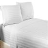 Home Design 1800 Series Luxurious Hotel Stripe Sheet Sets (Queen, White) view 1