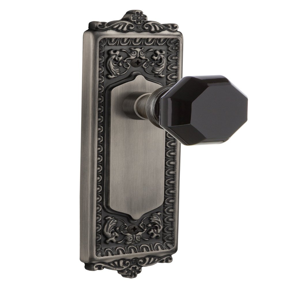 Nostalgic Warehouse 720603 Egg & Dart Plate Passage Waldorf Black Door Knob in Antique Pewter, 2.75