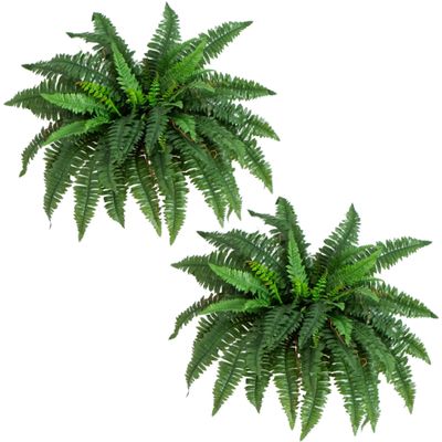 Nearly Natural 40in Hanging Artificial Fern Plant, Set of 2 - Realistic Silk Plant, Faux Greenery For Home Living Room Decor Natural Look Low Maintenance