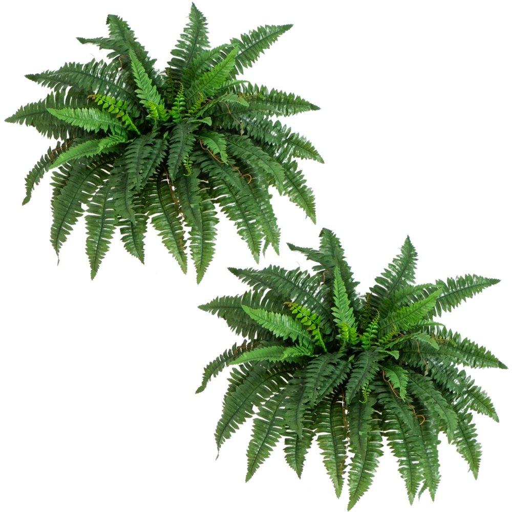 Nearly Natural 40in Hanging Artificial Fern Plant, Set of 2 - Realistic Silk Plant, Faux Greenery For Home Living Room Decor Natural Look Low Maintenance