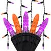 Wintergreen Lighting 70 Purple and Orange Mini LED Halloween Icicle Lights, 7 ft Black Wire Indoor/Outdoor Commercial Grade Party, Yard Decor & Outdoor Decorations view 2