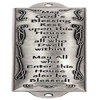 Bless This House Pewter Mezuzah Plaque