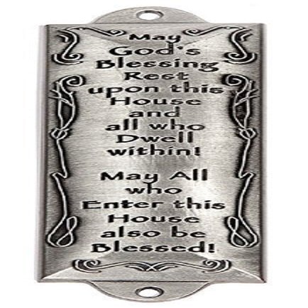 Bless This House Pewter Mezuzah Plaque