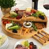 Picnic at Ascot Patented Bamboo Cheese/Charcuterie Board with Cheese Knife Set - Stores as a Compact Wedge - Opens to 18" Diameter - Designed & Quality Checked in USA view 2