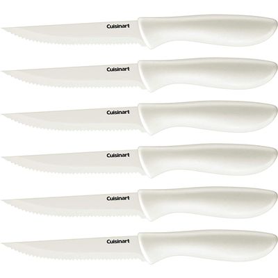 Cuisinart C55-6PCSW Advantage Color Collection 6-Piece Ceramic Coated Steak Knife Set, White