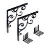 NACH Decorative Shelf Brackets, 2 Pack of 10 x 0.9 x 10 inch, Black Cast Iron Shelving Brackets - Metal Shelf Brackets for Wall - Victorian Scroll Shelf Bracket view 1