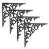 NACH Decorative Shelf Brackets, 4 Pack of 6 x 1.3 x 6 inch, Black Cast Iron Shelf Support Bracket - Metal Shelf Brackets for Wall - Victorian Shelf Bracket view 1