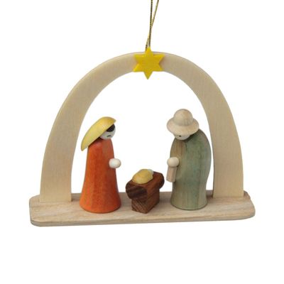 Nativity Scene German Wood Christmas Arch Ornament Handcrafted in Germany