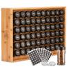 AllSpice Spice Rack Organizer, Wood, 525 Unique Labels, Countertop or Wall Mount, Includes 60 4oz Jars- Bamboo view 1