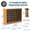 AllSpice Spice Rack Organizer, Wood, 525 Unique Labels, Countertop or Wall Mount, Includes 60 4oz Jars- Bamboo view 3