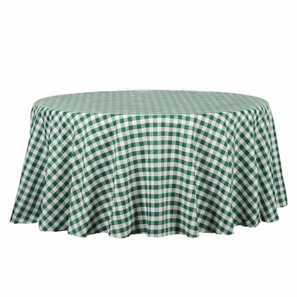 BalsaCircle 108-Inch Green Round Gingham Checkered Polyester Tablecloth Table Linens Wedding Party Events Decorations Catering